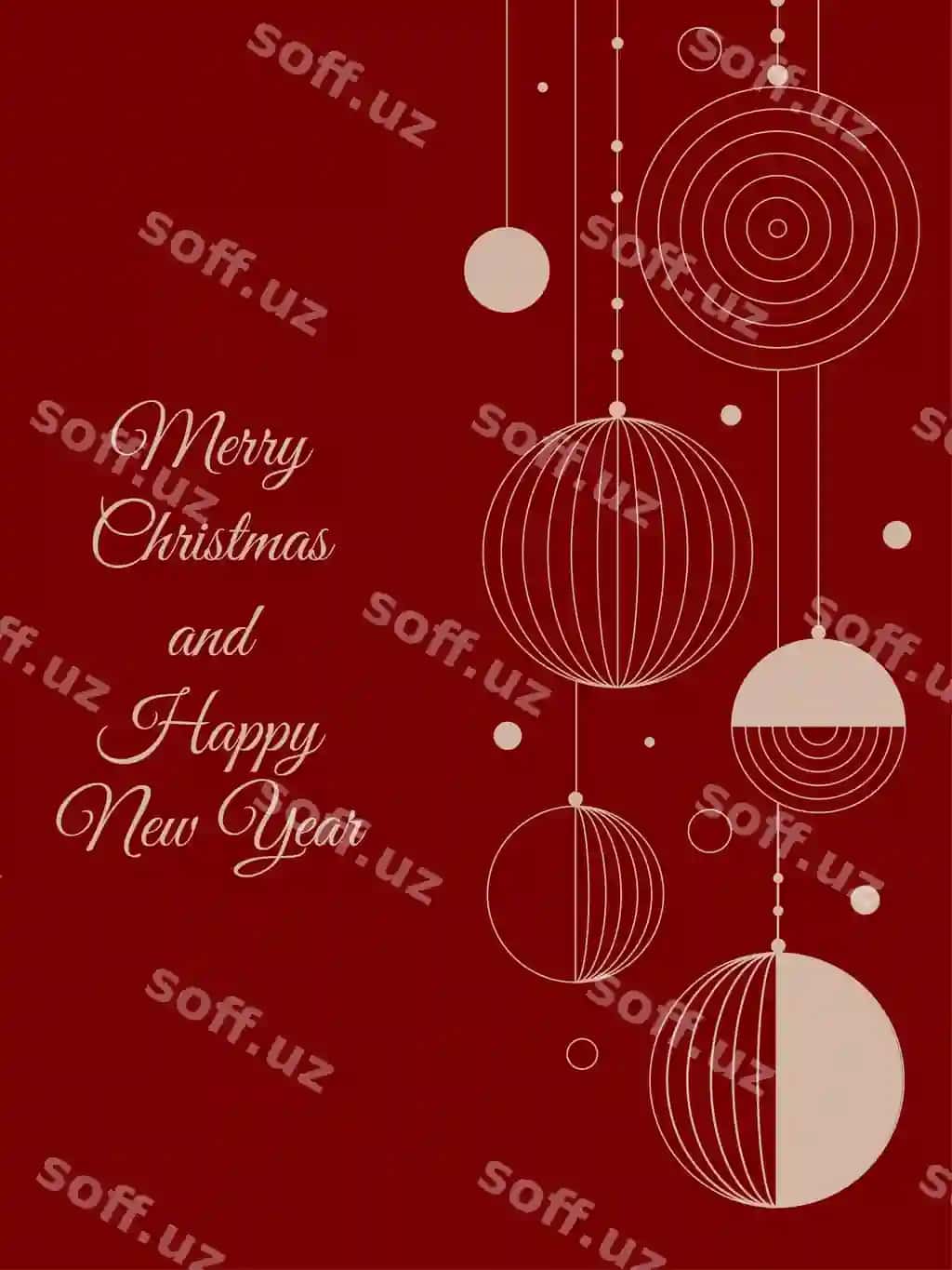 Abstrakt Yangi yil tabrik kartasi geometric shakl bezatmalar bilan | Abstract christmas greeting card with geometric shape ornaments