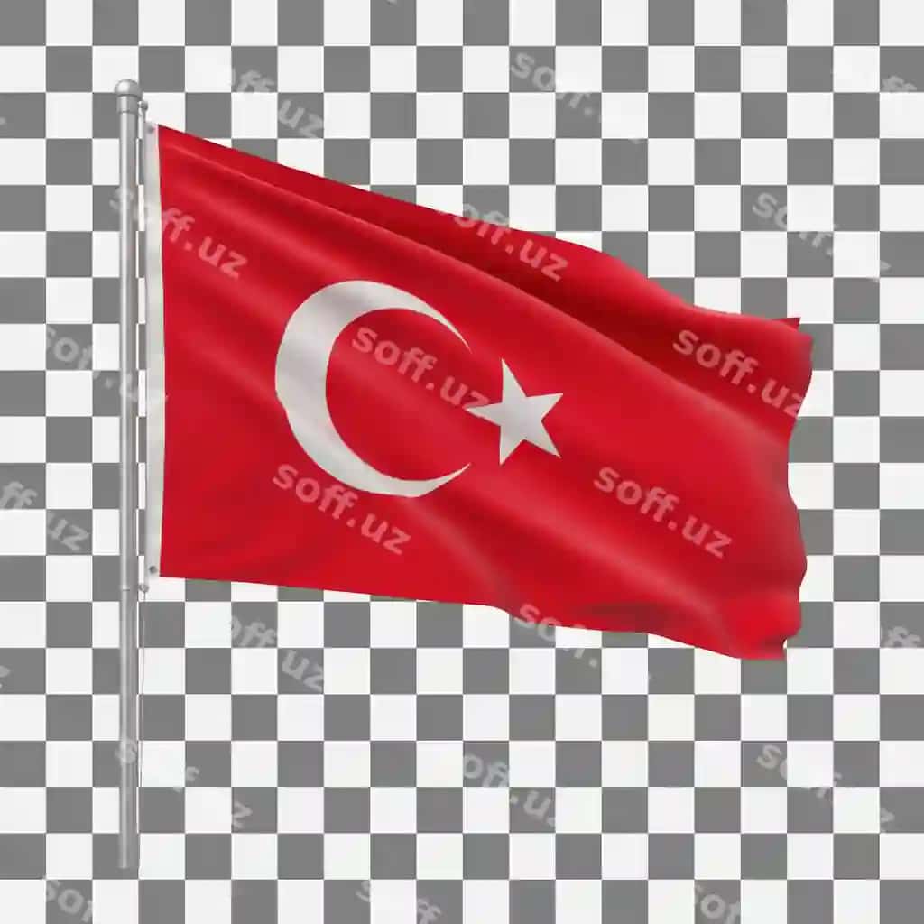 Shaffof fondagi harakat qilayotgan Turkiya bayrog'i pir | Waving flag turkey pole with transparent background
