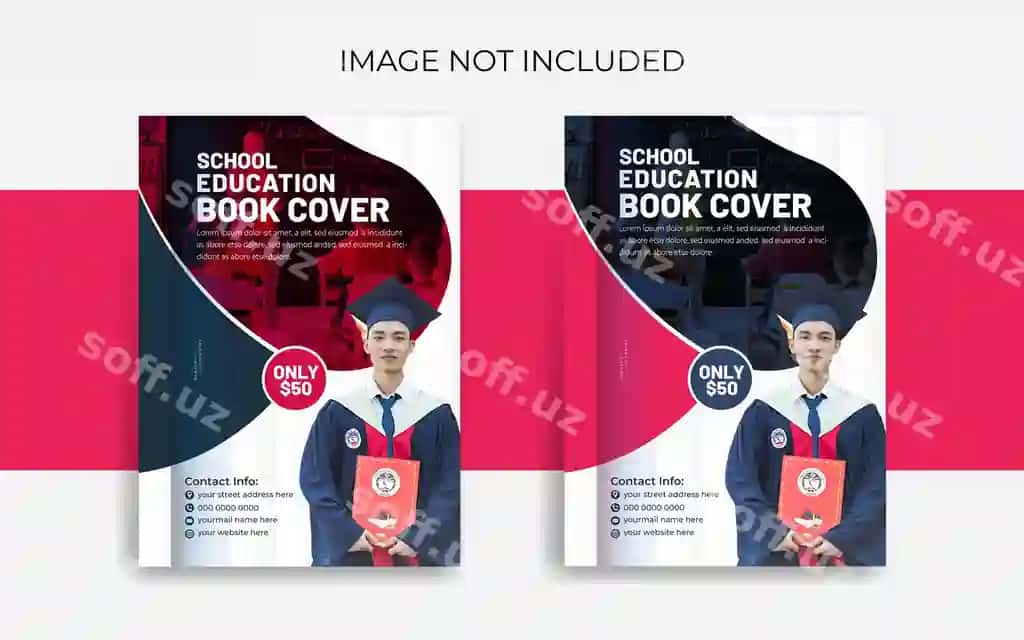 Yillik hisobot maktab kitobi qoplashi dizayni shabloni A4 vektor bilan | Annual report school book cover design template a4 with vector
