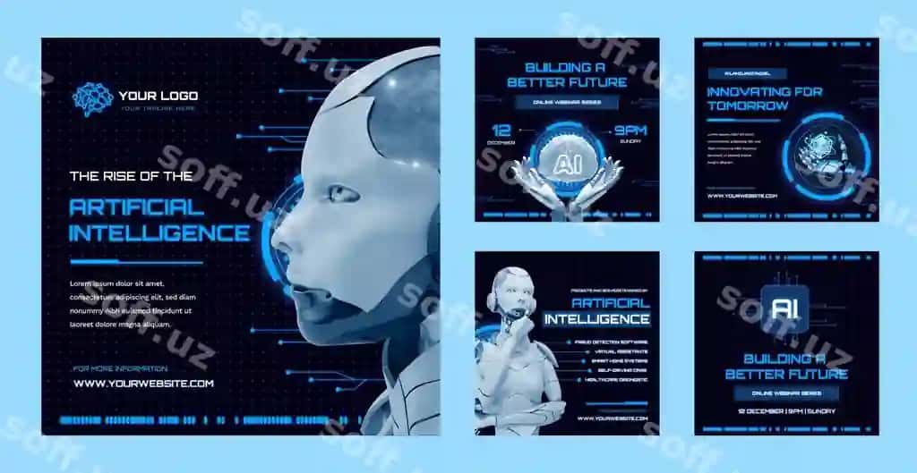 Sun'iy intellekt konsepsiyasi Instagram postlari | Artificial intelligence concept instagram posts