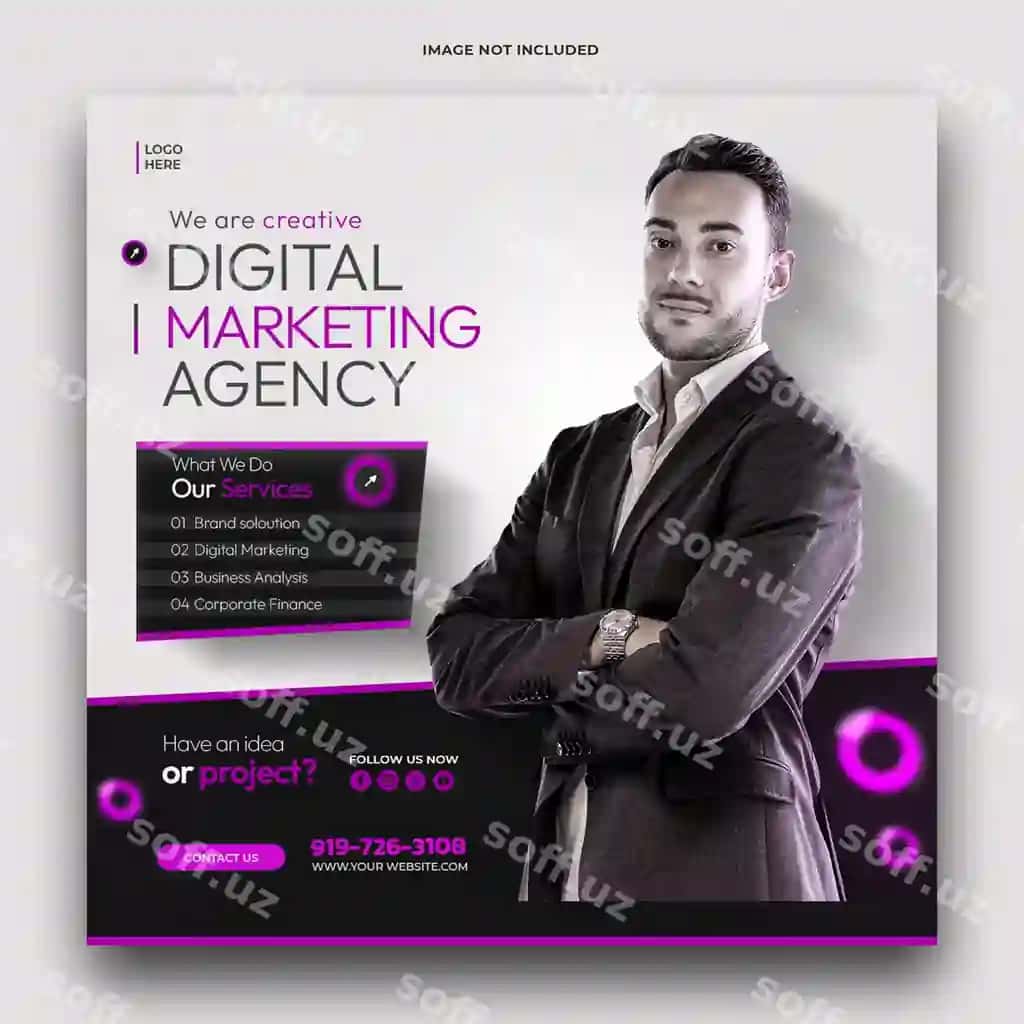 Raqamli marketing agentligi uygorijanat ijtimoiy tarmoqlar banneri Instagram | Digital marketing agency corporate social media banner instagram