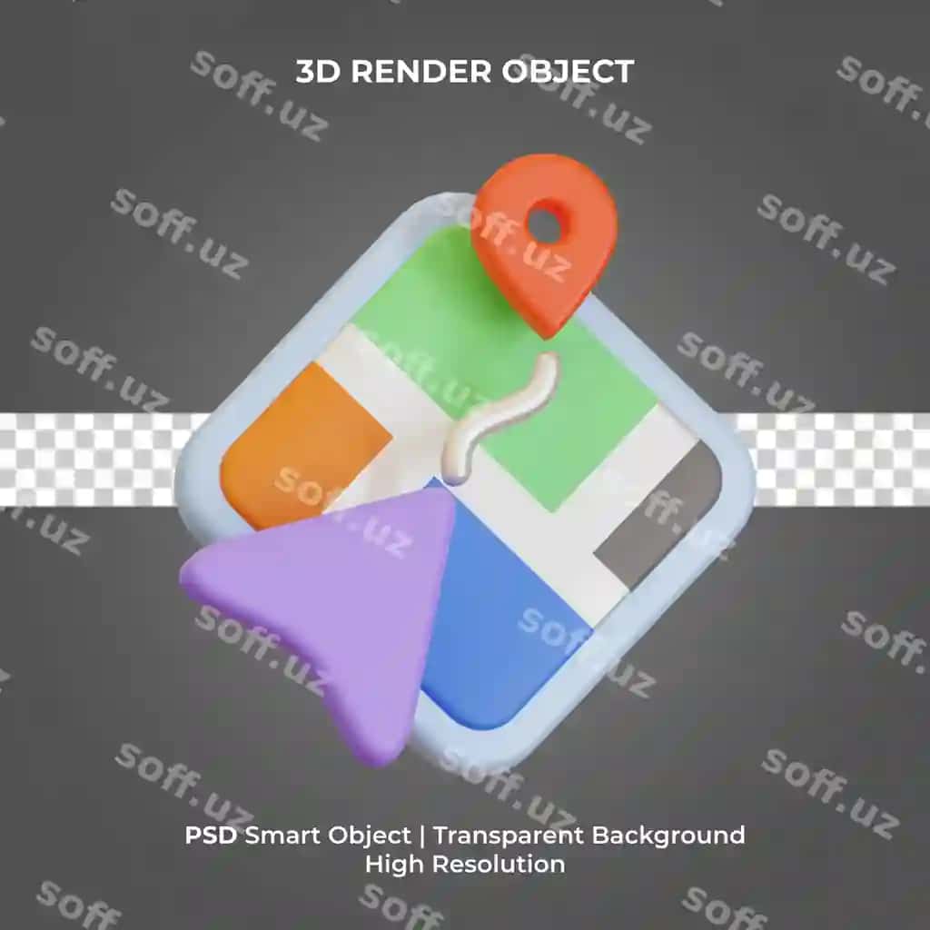 Xarita navigatsiyasi 3d render ajralangan premium psd | Map navigation 3d render isolated premium psd