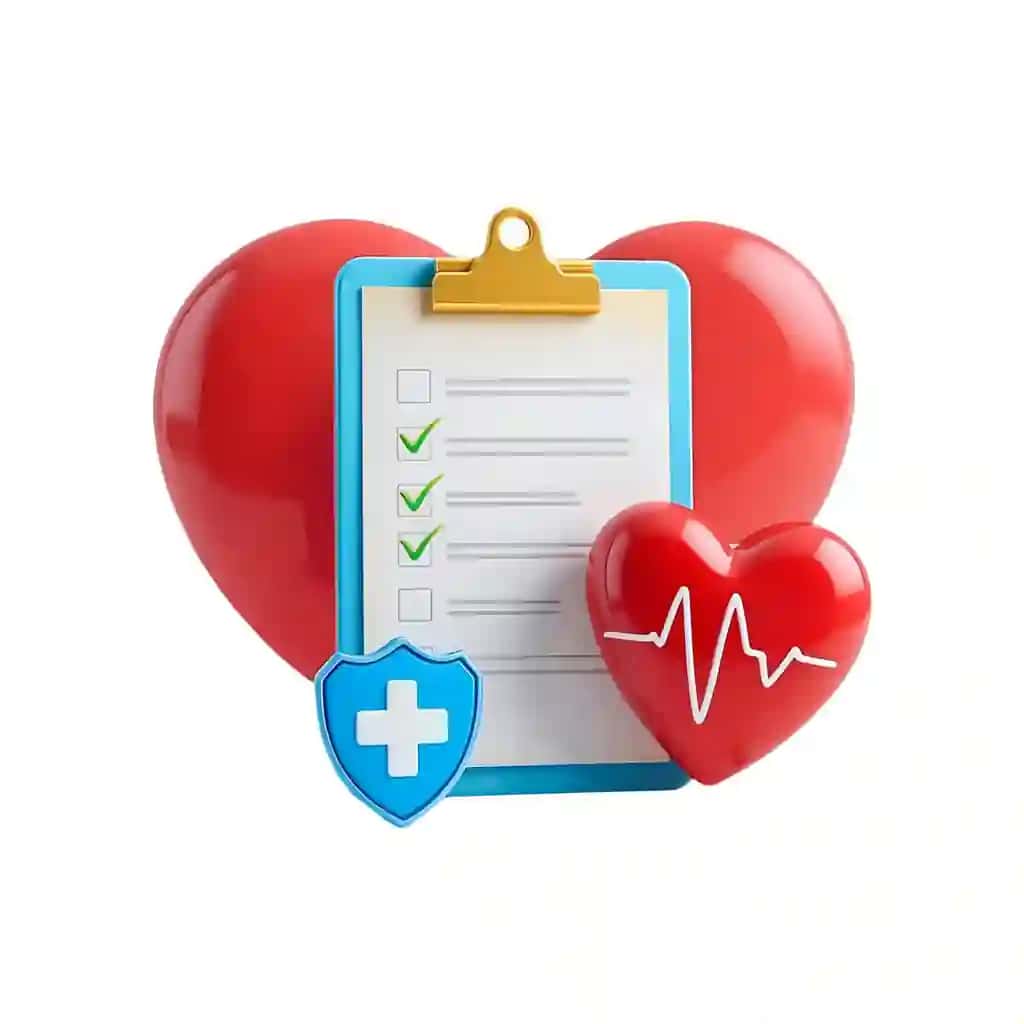 Yurak-qon tomir salomatligini tekshirish ro'yxati tushunchasi | Cardiovascular health checkup checklist concept