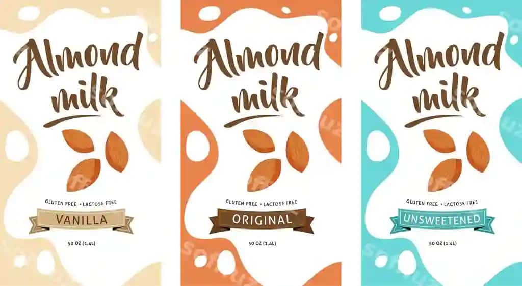 Badem sut illustratsiyasi paketi | Almond milk illustration package