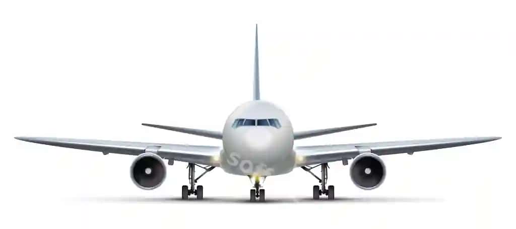 Samolyot ajraltirilgan oq fonda samolyotning oldingi ko'rinishi | Airplane isolated white background aircraft front view