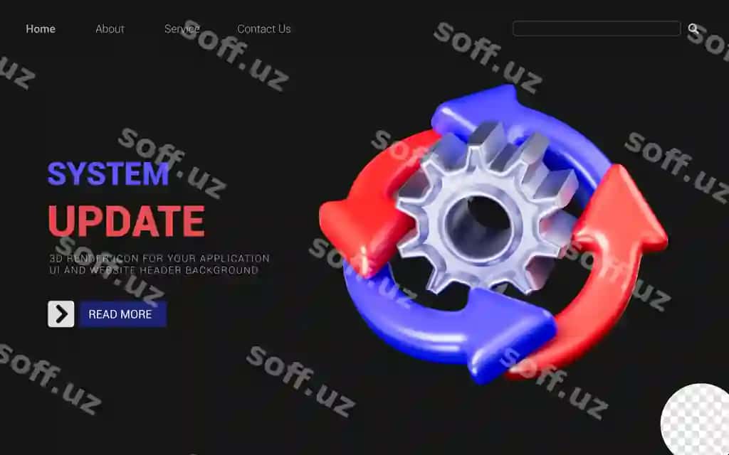 Yangilash belgisi bilan shatun qorong'u fonda 3D render konsepsiya tizimi | Gear with refresh arrow sign dark background 3d render concept system