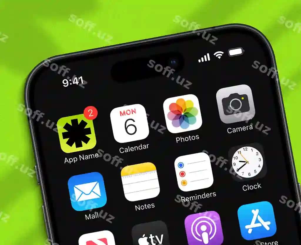 Iphone uy sahifasi ilova ikonkalari xabarlar bilan | Iphone home screen with app icons notifications