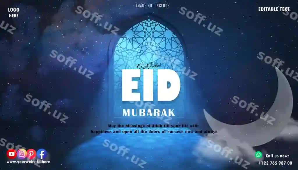 PSD Eid muborak realistik post shabloni ijtimoiy tarmoqlar poster banneri | Psd eid muabarak realistic post template social media poster banner