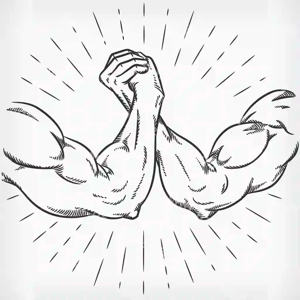 Kuchli qo'l urish jangi chizmasi | Sketch strong arm wrestling fighting doodle