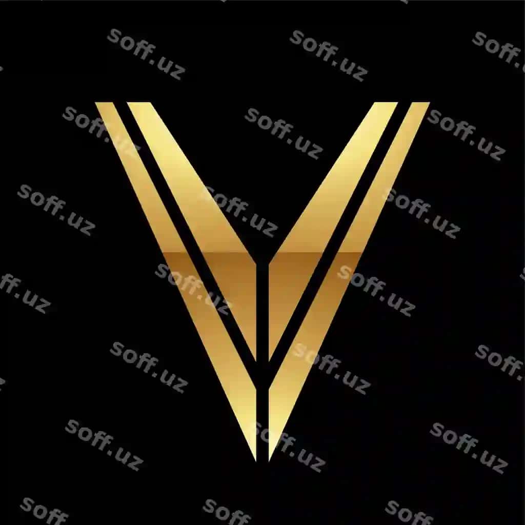 Oltin harf v belgisi qora fonda ikon 5 | Golden letter v symbol black background icon 5
