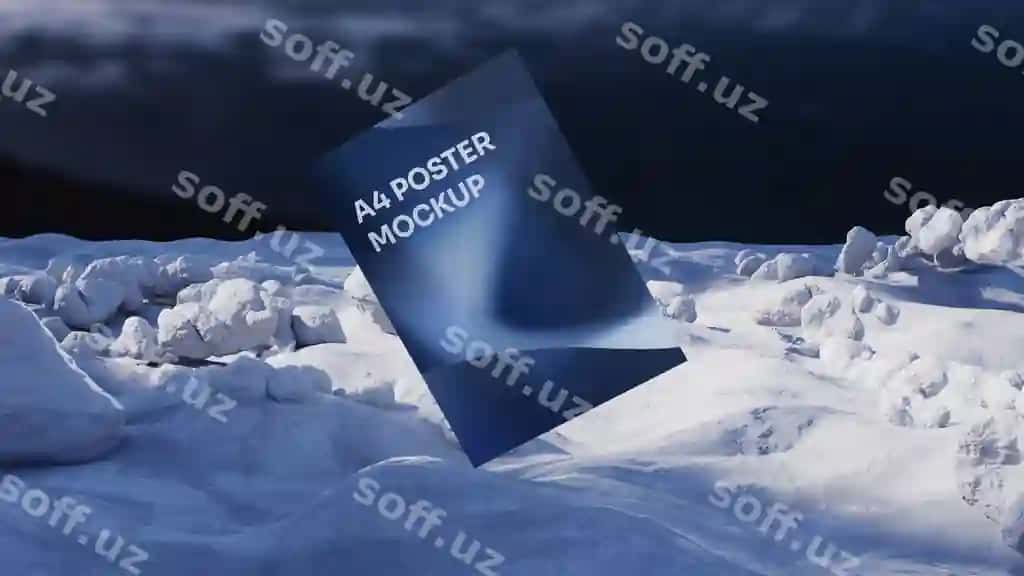 A4 poster mockup qish mavzusiga ega | A4 poster mockup with winter theme