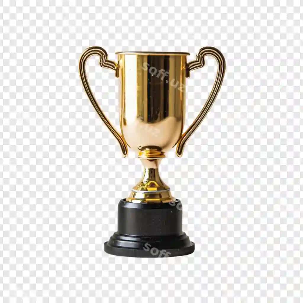 Oltin sohib ajraltirilgan shaffof orqa fon | Golden trophy isolated transparent background