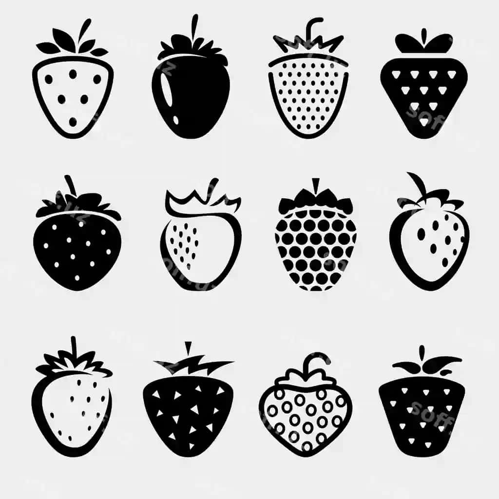 Bodomlar komplekt kollektsiyasi ikonkalar bodom vektori | Strawberries set collection icons strawberry vector