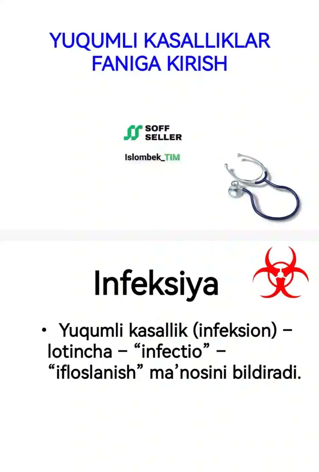 YUQUMLI KASALLIKLAR FANIGA KIRISH