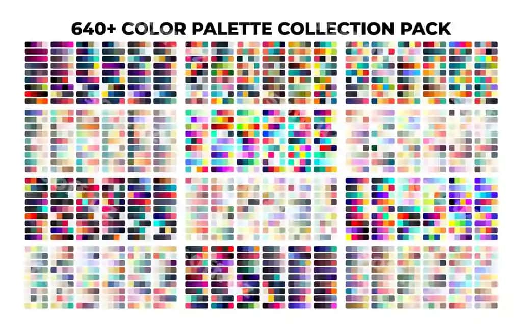 Kollektsiya paketi rang paletasi vektor dizayn shabloni | Collection pack color palette vector design template
