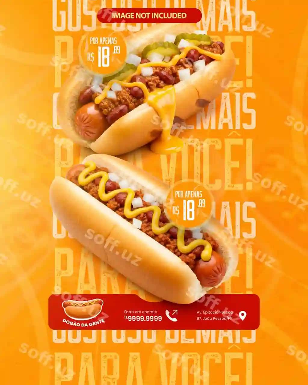 Hot dog cachorro quente ovqat ko'cha ijtimoiy media posti tahrir qilish mumkin Instagram | Hot dog cachorro quente food street social media post editable instagram