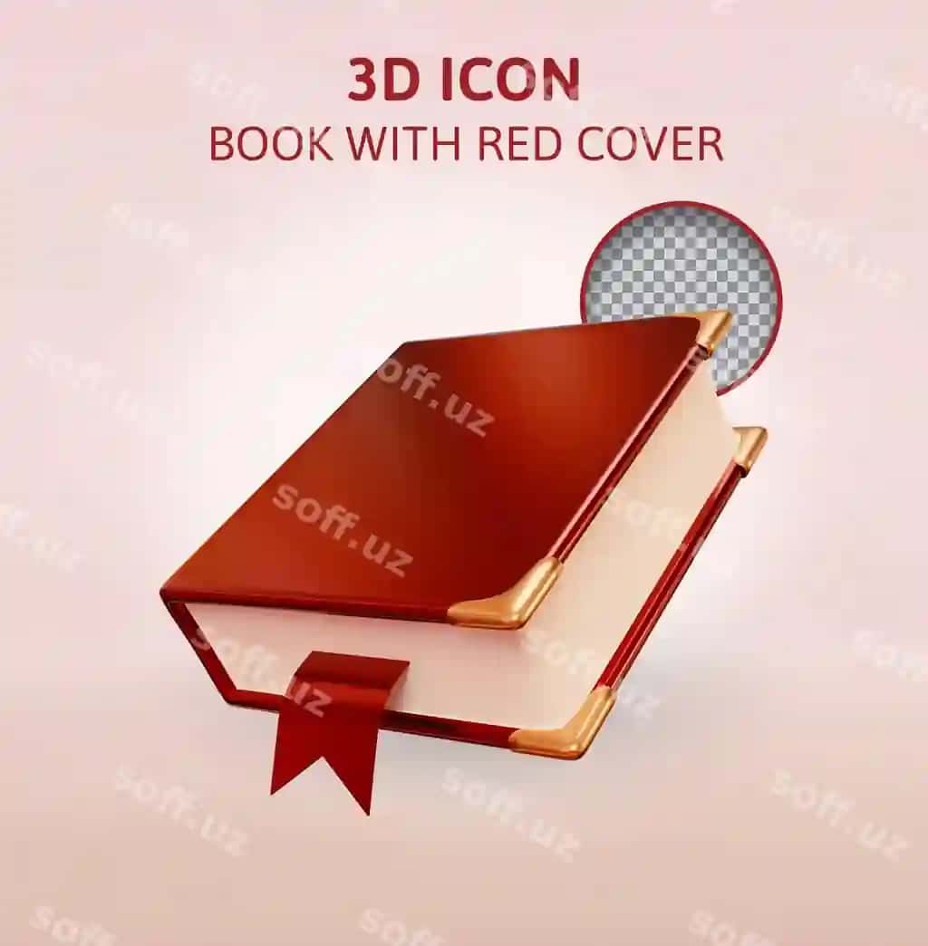 Qizil varaqli kitob 3d rendering illustratsiyasi | Book with red cover 3d rendering illustration