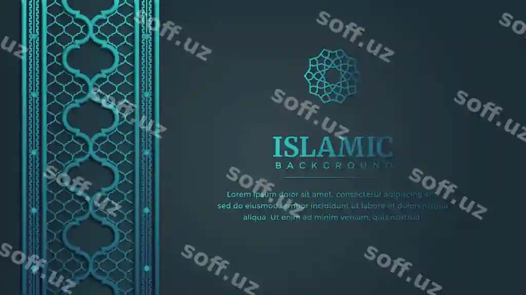 Islomiy arab arabeska bezatma naqsh chegara ramka ko'k fon | Islamic arabic arabesque ornament pattern border frame blue background