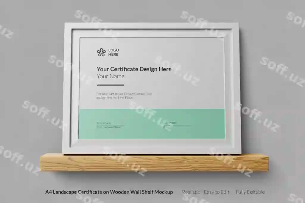Zamonaviy sertifikat haqiqiy ko'rinishidagi mockup dizayni | Modern certificate realistic mockup design