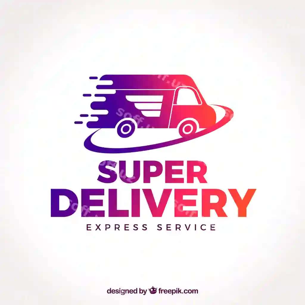 Yetkazib berish logotipi shabloni yuk avtomobili bilan | Delivery logo template with truck
