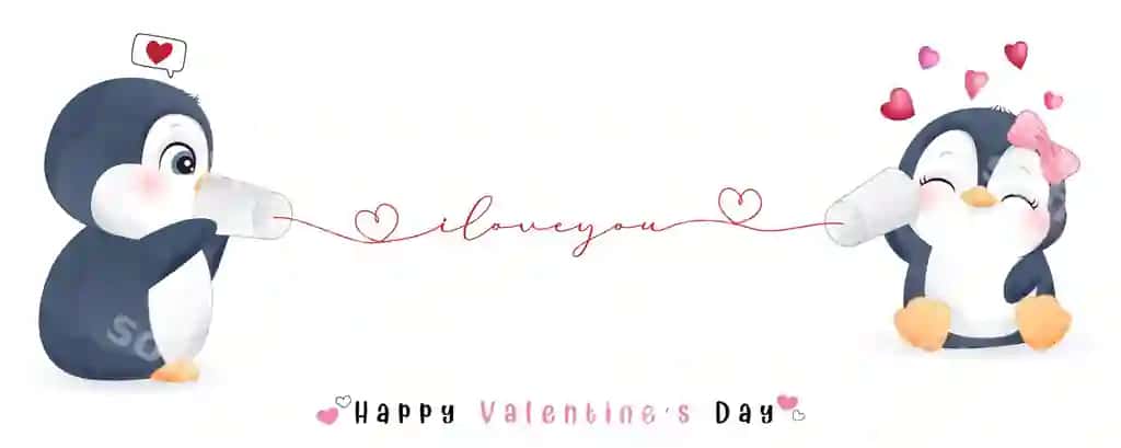 Chiroyli doodle pingvin Sevgililar kuni to'plami | Cute doodle penguin valentines day collection