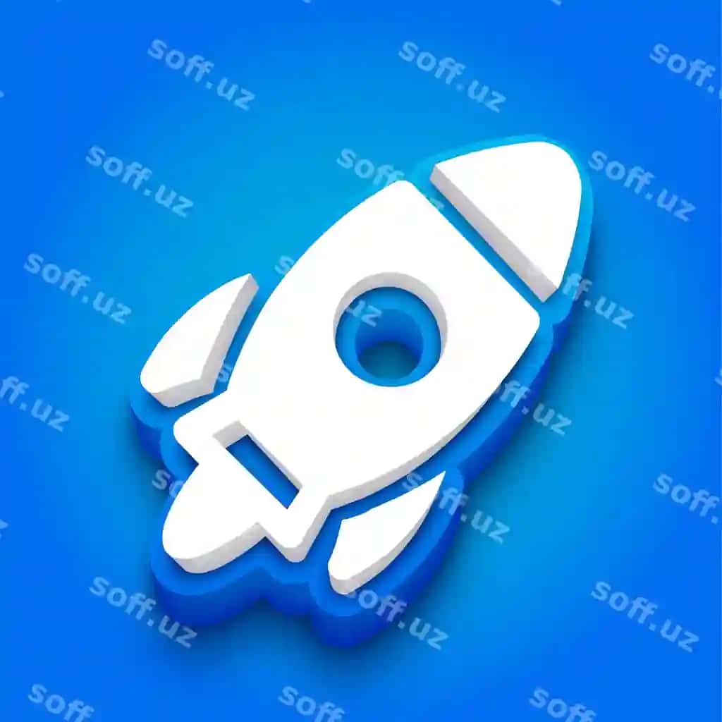 Trendi ko'k oq 3d raketa ikonasi samarqand ko'k fon bilan | Trendy blue white 3d rocket icon with vibrant blue background