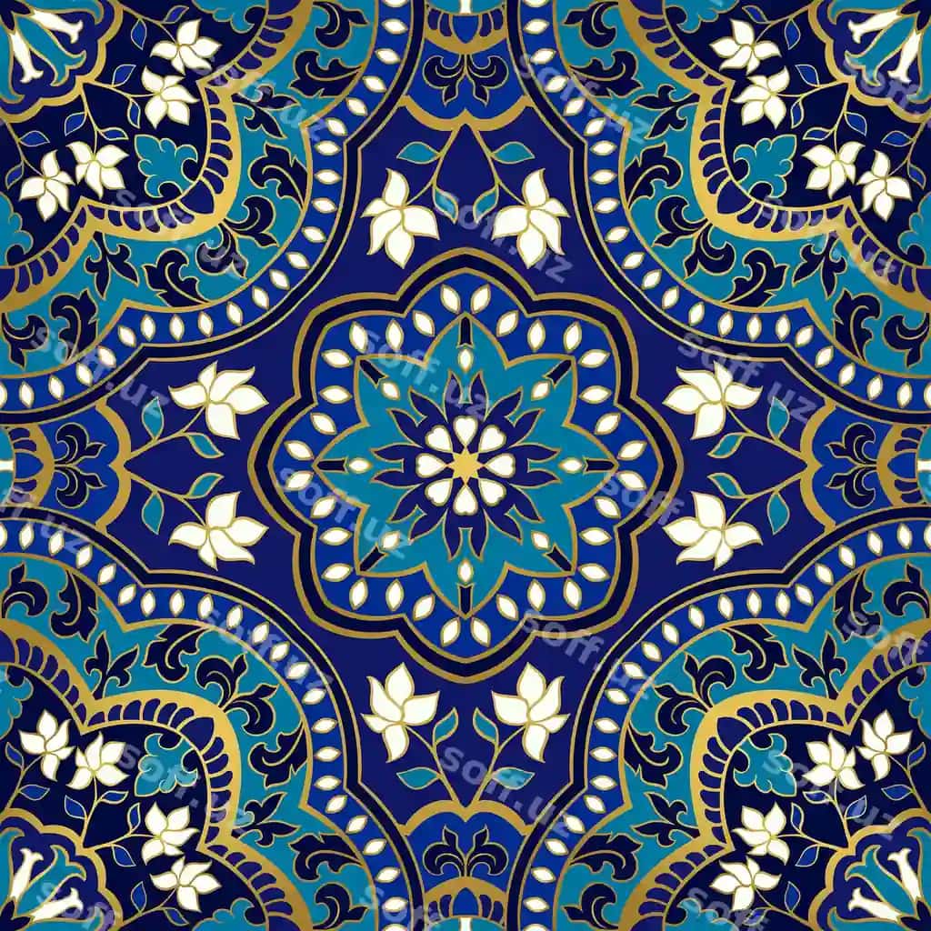 Ko'k gulli naqsh | Blue floral pattern