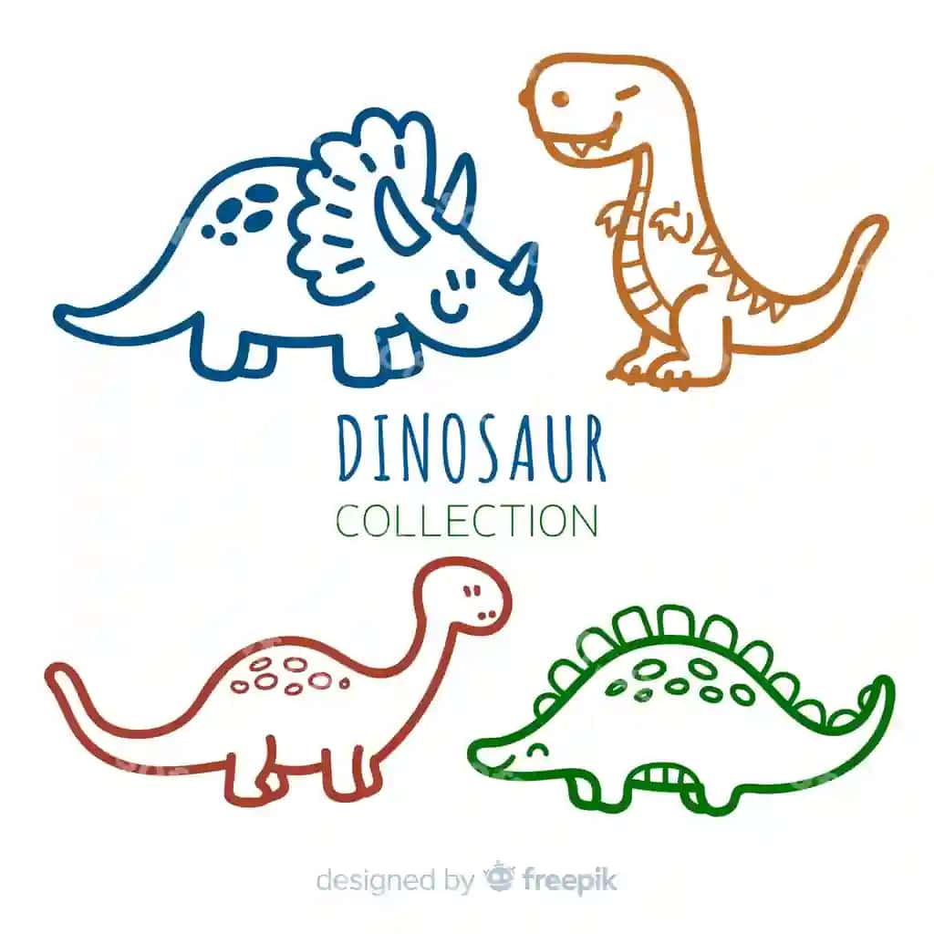 Qoʻl bilan chizilgan dinozavrlar to'plami | Hand drawn dinosaur collection