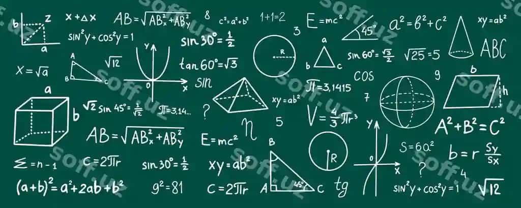 Qo'l bilan chizilgan matematik belgilar matematik belgilar yashil fonda sketsa matematika | Hand drawn math symbols math symbols green background sketch math