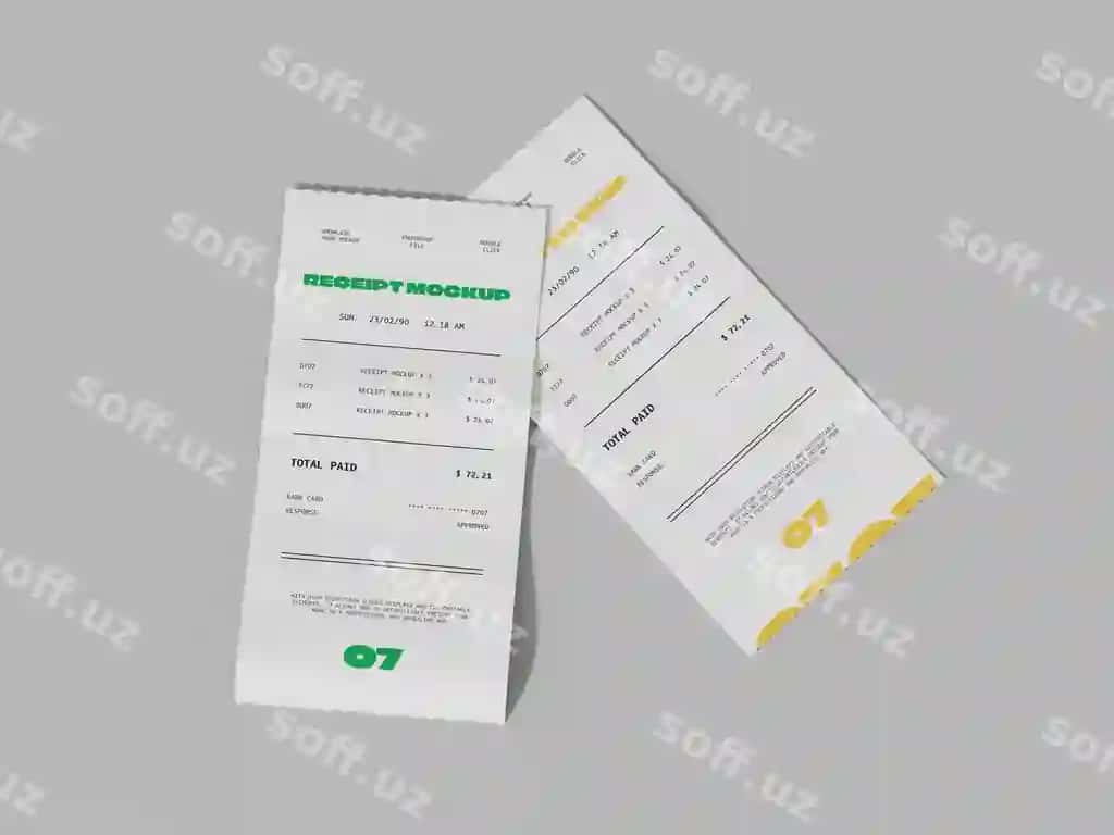 Haqiqiy Kvitansiya Shabloni | Realistic receipt mockup template