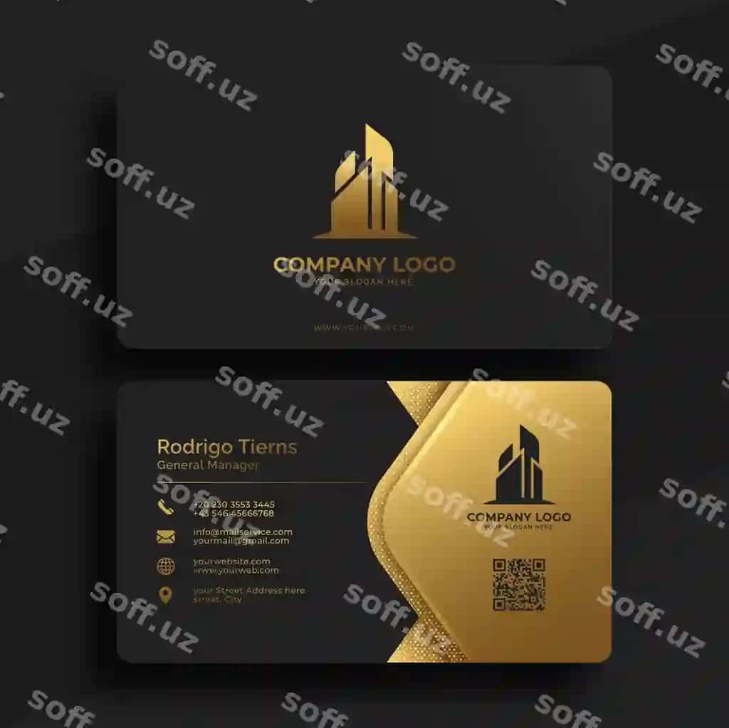 Gradient oltin hashamat goxorizontal biznes karta | Gradient golden luxury horizontal business card