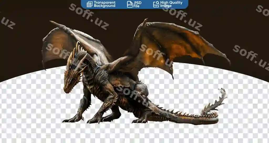Dengizi ruhiy qadimiy draguning to'liq janb tasvir | Full body image fierce mystical medieval dragon