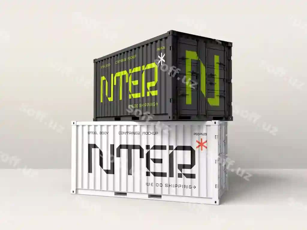 Yuk konteyner saqlash namunasi | Shipping container storage mockup
