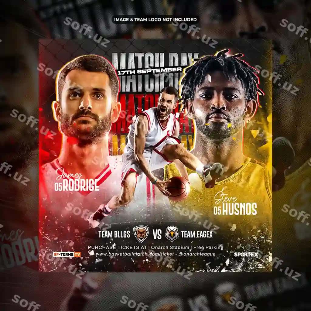 Basketbol sport ijtimoiy media posti flyer promotsiya shabloni | Basketball sports social media post flyer promotion template