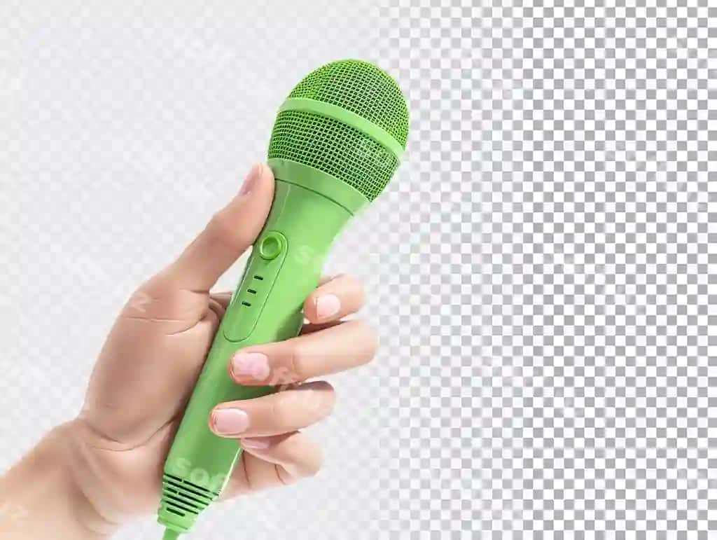 Qo'lga olingan mikrofon shaffof orqa fonda | Handholding microphone transparent background