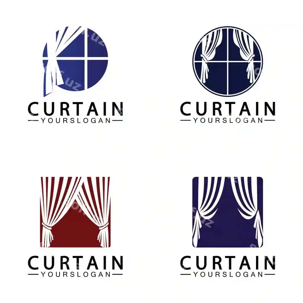 Parda logo vektor illustratsiya dizayn shabloni | Curtain logo vector illustration design template