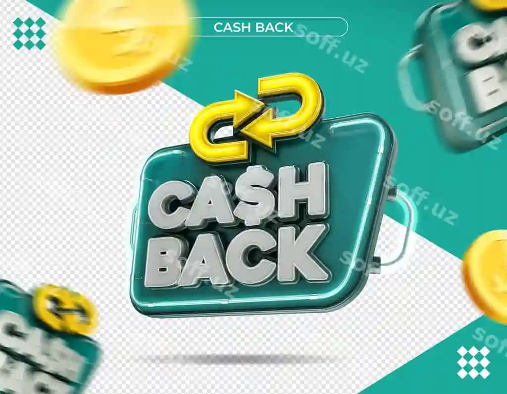 Cash back logotipi 3D render ajraltirilgan | Cash back logo 3d rendering isolated