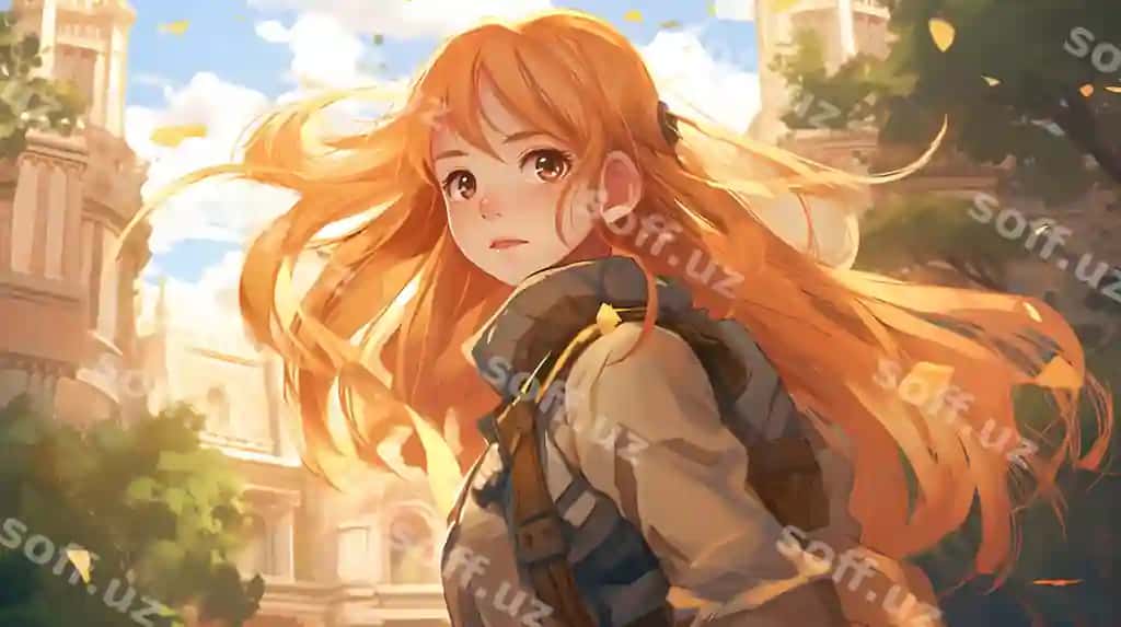 Qiz qahramon anime uslubi illustratsiya devor rasmi | Girl character anime style illustration wallpaper
