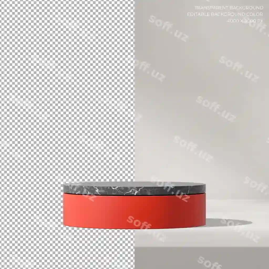 Qizil marble podium mahsulot ko'rsatish shaffof fonda | Red marble podium product display transparent background