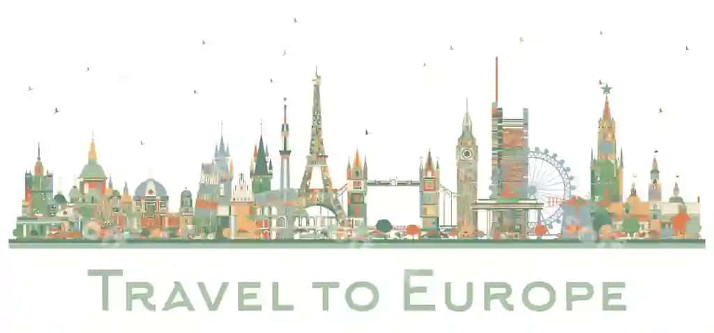 Mashhur Yevropa binolari vektor illustratsiyasi biznes sayohati turizm | Famous landmarks europe vector illustration business travel tourism