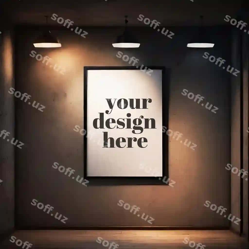 Ramkali illustratsiya namoyish interyer renderi PSD poster mockup | Framed illustration showcase interior render psd poster mockup