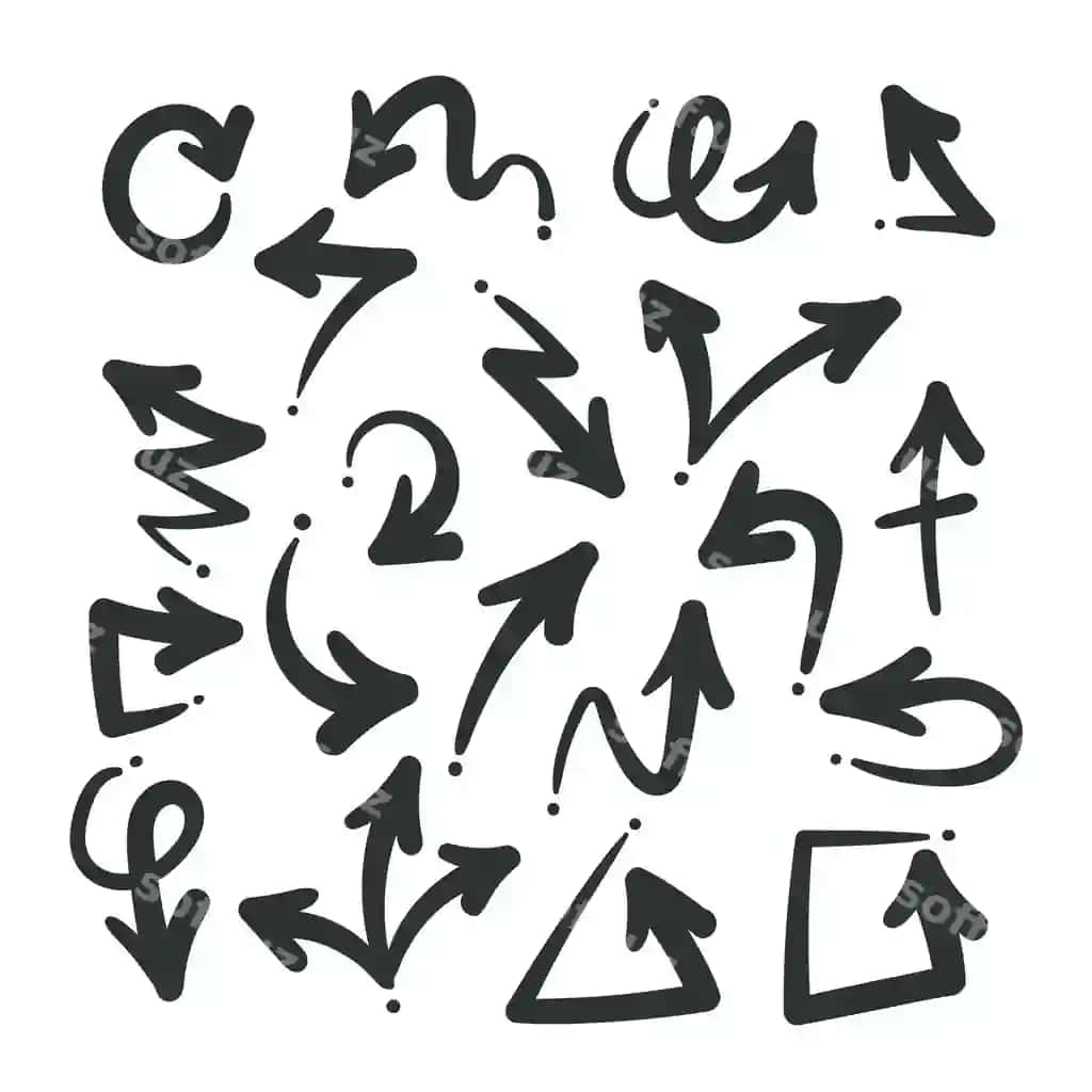 Qollanma oʻstirishlar toʻplami | Hand drawn arrow collection