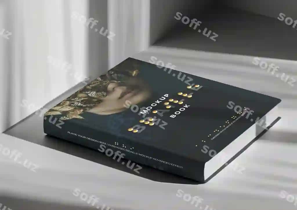 Braill kitobi ichki namuna | Braille book indoors mockup