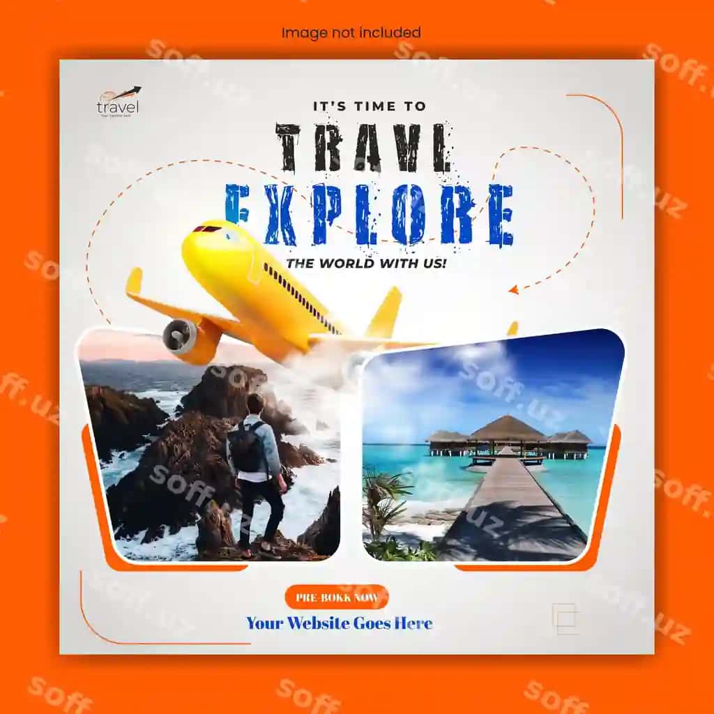 Sayohat turizmi Instagram posti ijtimoiy media posti shabloni | Travel tourism instagram post social media post template