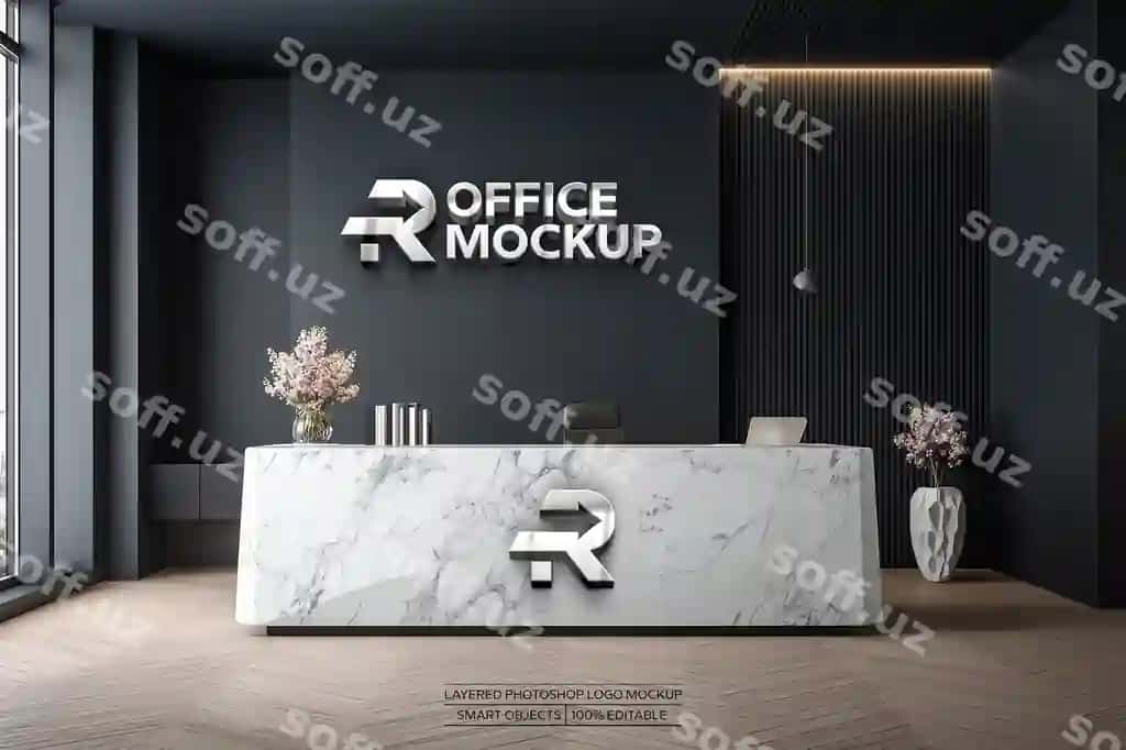 Ofis qabul hissasi namunasi | Office reception area mockup