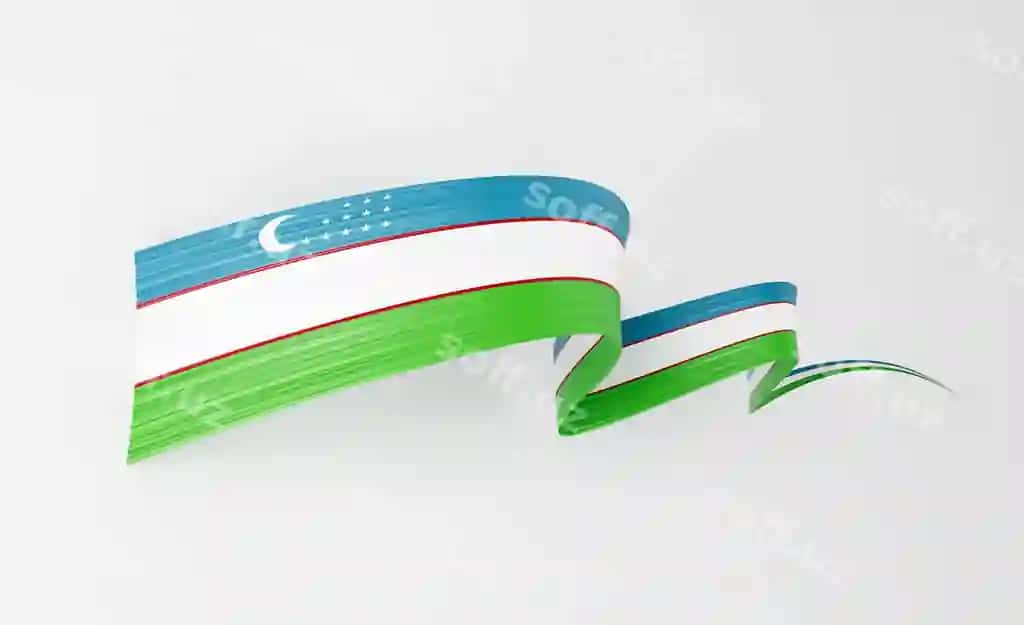 3d bayrog' Uzbekiston 3d to'lqinli parqli Uzbekiston lentasi ajraltirilgan oq fonda 3d illustratsiya | 3d flag uzbekistan 3d wavy shiny uzbekistan ribbon isolated white background 3d illustration