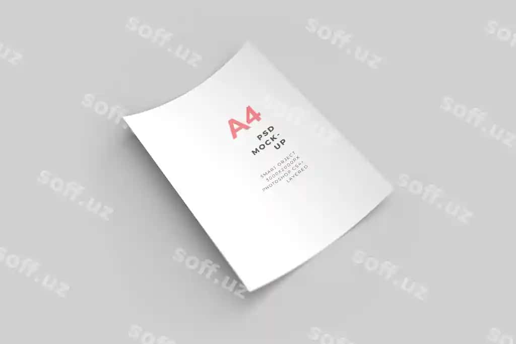 A4 varaq PSD mockup iltimos, spam teglar yo'q, murakkab teglar yo'q, faqat bittasi | A4 paper psd mockup please no spam tags no complex tags only one