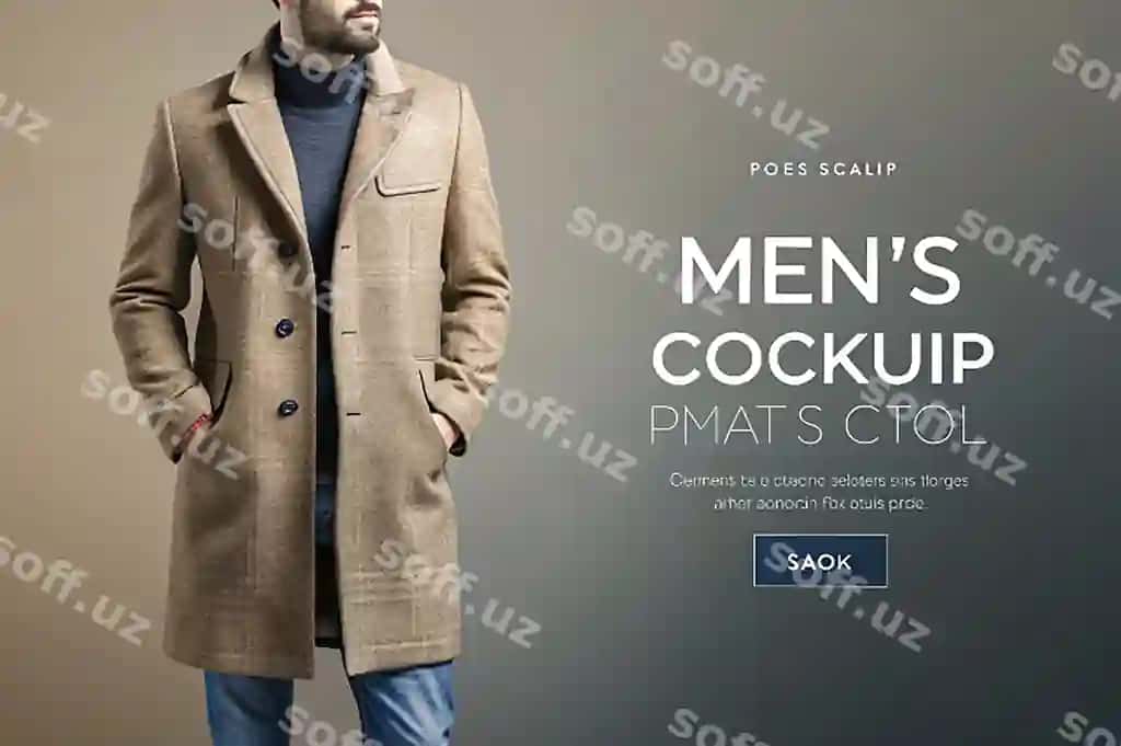 Men kurtka mockup shabloni PSD dizayni | Men coat mockup template psd design