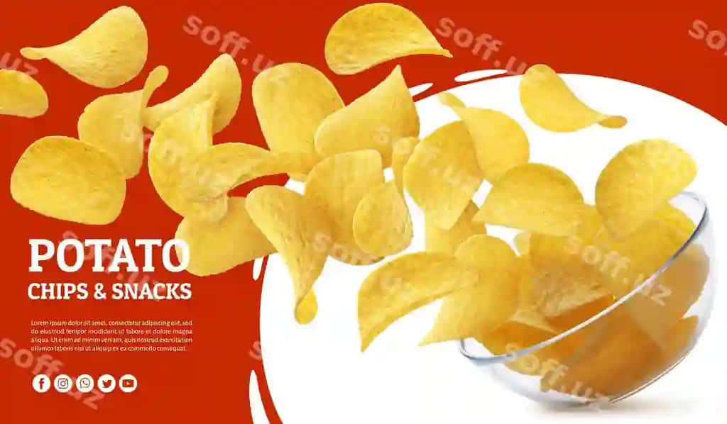 Kartoshka chiplari shisha qovurmaqqa tushyapti, isolatsiya qilingan | Potato chips falling into glass bowl isolated