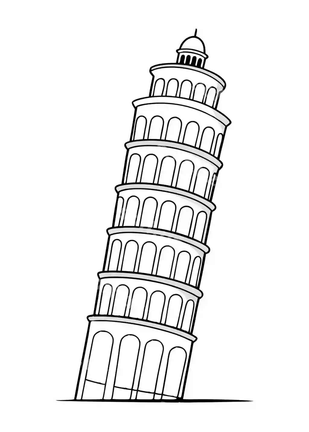 Pisa yinclik qulasi bo'yash sahifasi | Leaning tower pisa coloring page